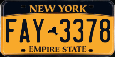 NY license plate FAY3378