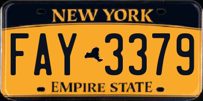 NY license plate FAY3379