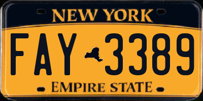 NY license plate FAY3389