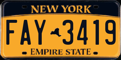 NY license plate FAY3419