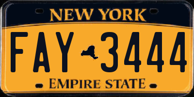 NY license plate FAY3444