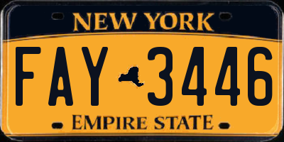 NY license plate FAY3446
