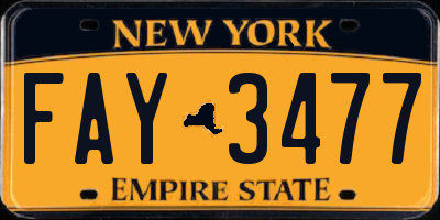 NY license plate FAY3477