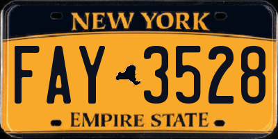 NY license plate FAY3528