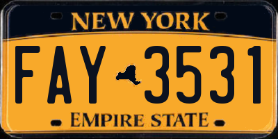 NY license plate FAY3531