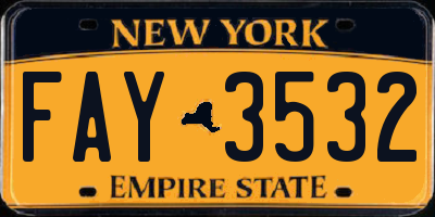 NY license plate FAY3532