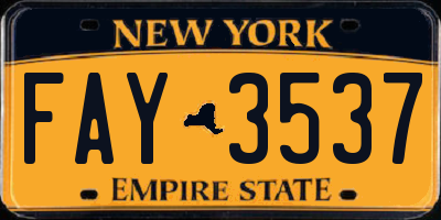 NY license plate FAY3537