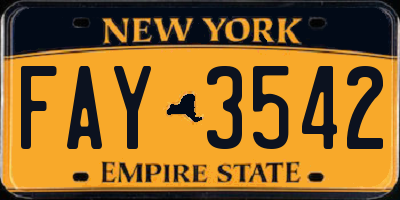 NY license plate FAY3542