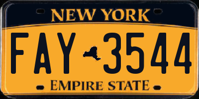 NY license plate FAY3544