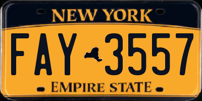 NY license plate FAY3557