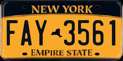 NY license plate FAY3561