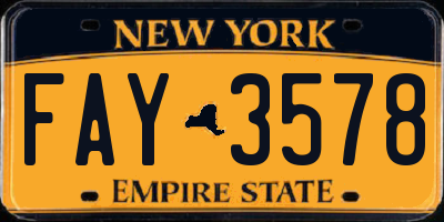 NY license plate FAY3578