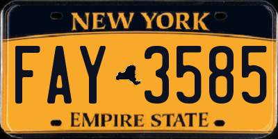 NY license plate FAY3585