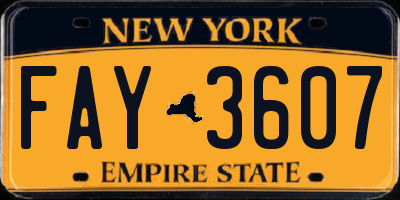 NY license plate FAY3607
