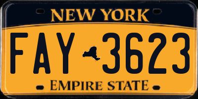 NY license plate FAY3623