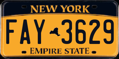 NY license plate FAY3629