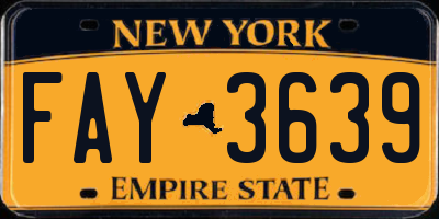 NY license plate FAY3639
