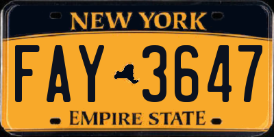 NY license plate FAY3647