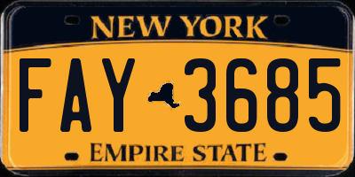 NY license plate FAY3685