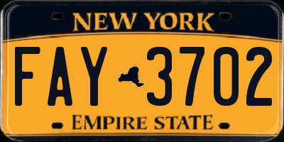 NY license plate FAY3702