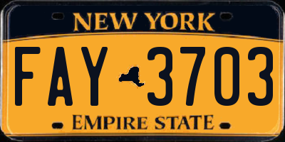 NY license plate FAY3703