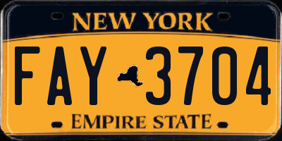 NY license plate FAY3704