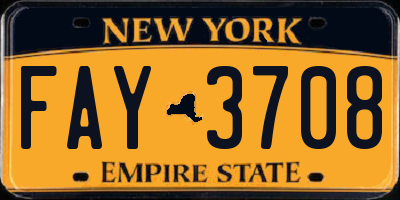 NY license plate FAY3708