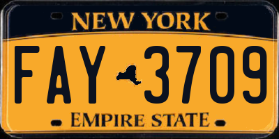 NY license plate FAY3709