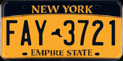 NY license plate FAY3721