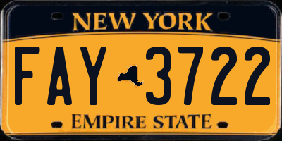 NY license plate FAY3722