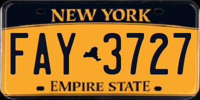 NY license plate FAY3727