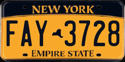 NY license plate FAY3728