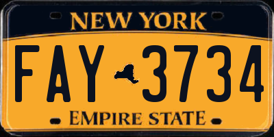 NY license plate FAY3734