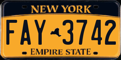 NY license plate FAY3742