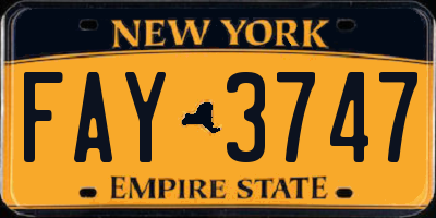 NY license plate FAY3747