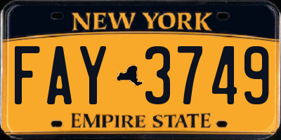 NY license plate FAY3749