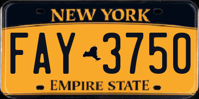 NY license plate FAY3750