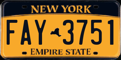 NY license plate FAY3751