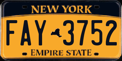 NY license plate FAY3752