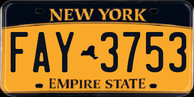 NY license plate FAY3753