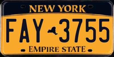 NY license plate FAY3755