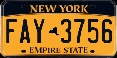 NY license plate FAY3756