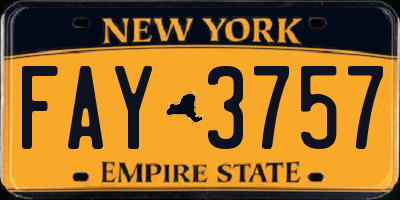 NY license plate FAY3757