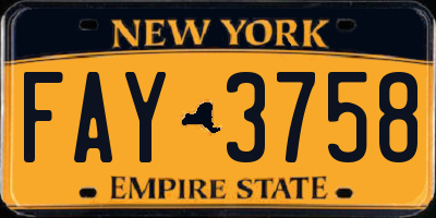 NY license plate FAY3758