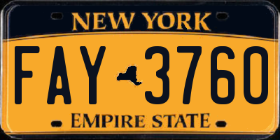 NY license plate FAY3760