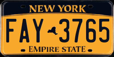 NY license plate FAY3765