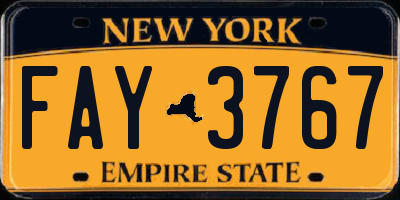 NY license plate FAY3767