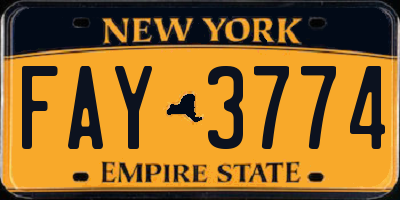 NY license plate FAY3774