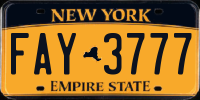 NY license plate FAY3777