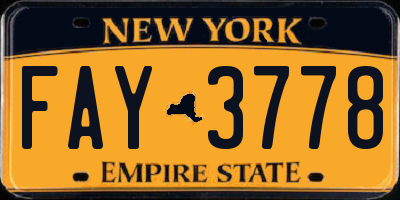 NY license plate FAY3778